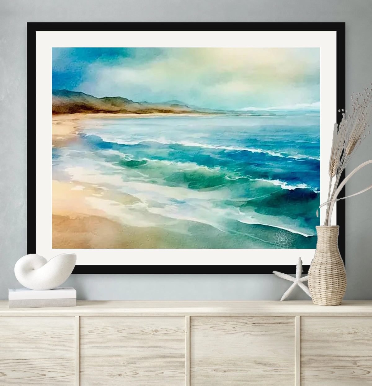 Serenity By the Sea Watercolor Paper Art Prints