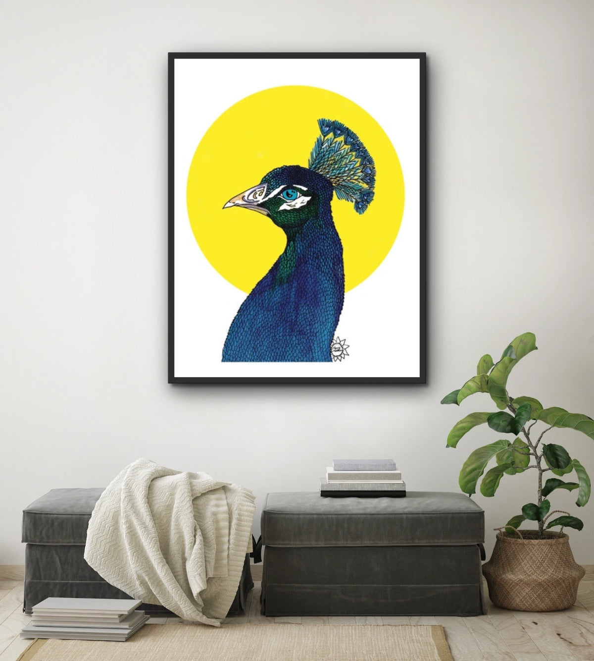 Peter Peacock - extra large 36 x 48 framed art print shown hanging on a wall