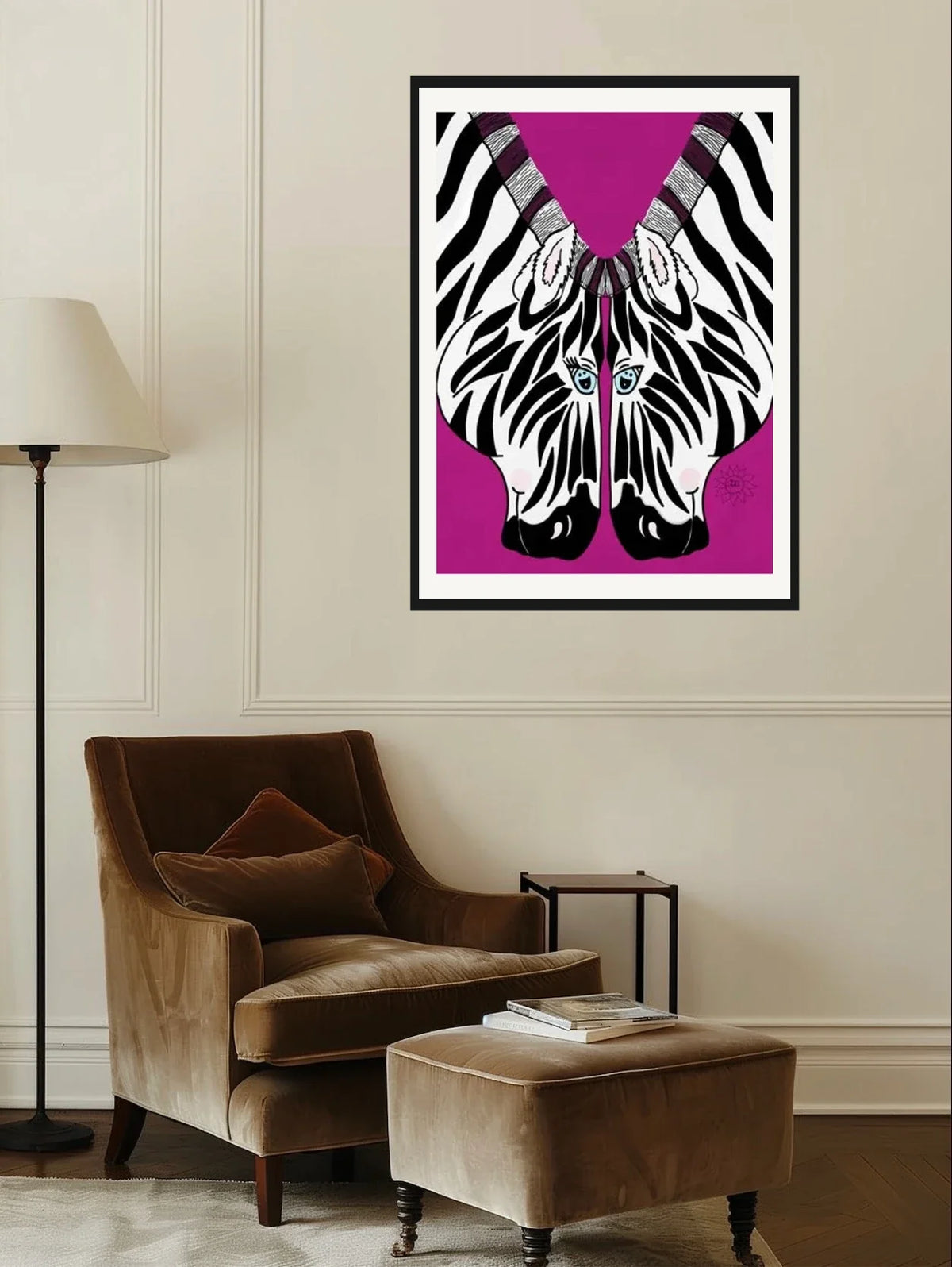 Soulmates - extra large 36 x 48 matted and framed art print shown hanging on a wall
