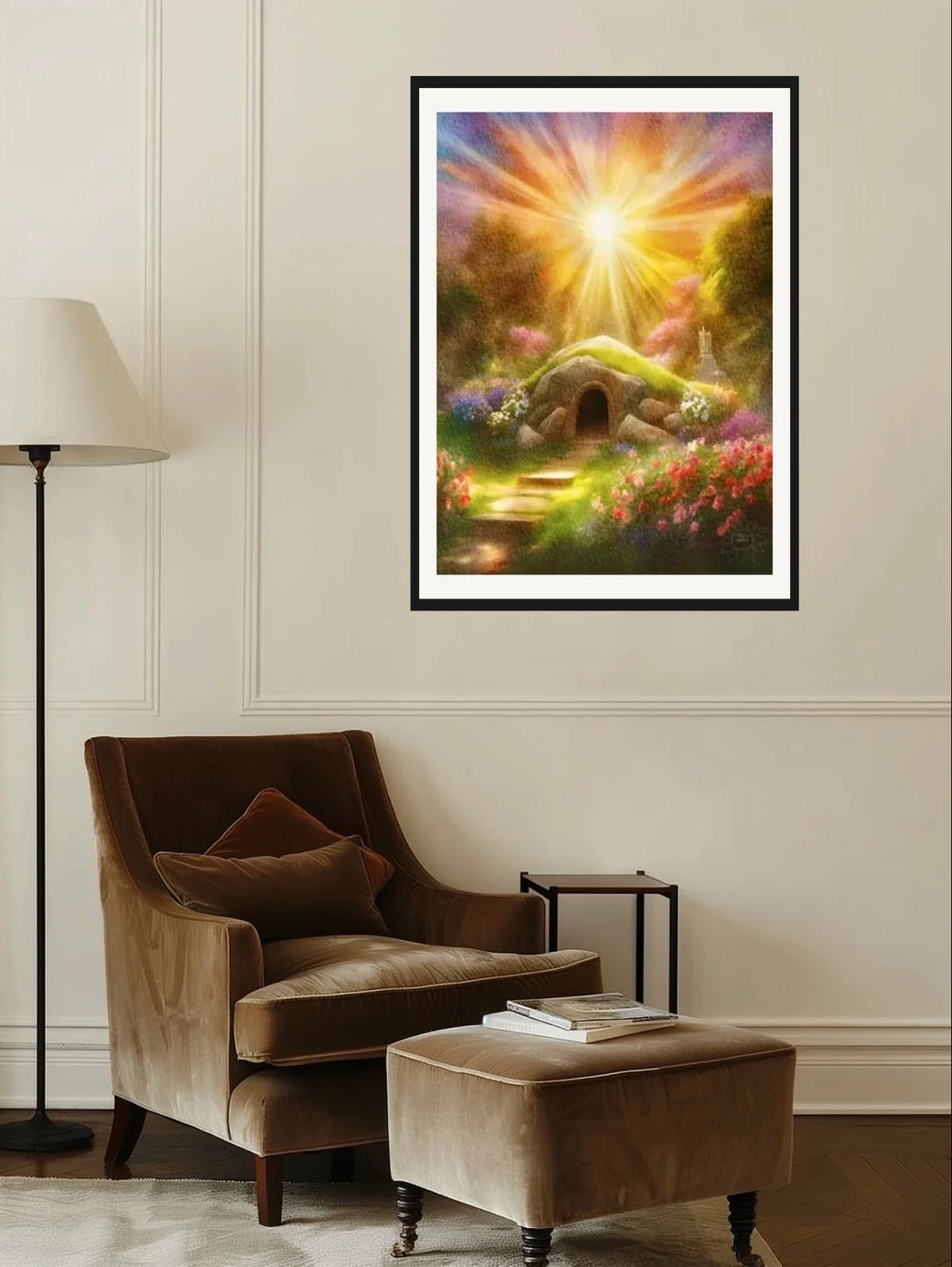 The Empty Tomb - extra large 36 x 48 matted and framed art print shown hanging on a wall