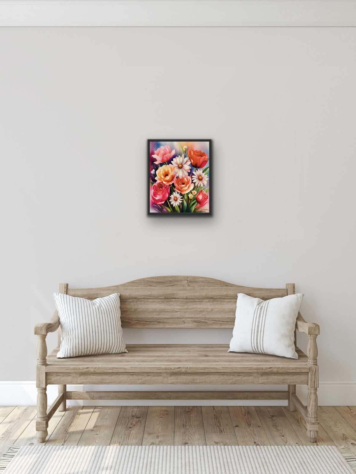 Floral Bouquet – Medium 12 x 16 framed in a black floating framed Canvas Art Print.