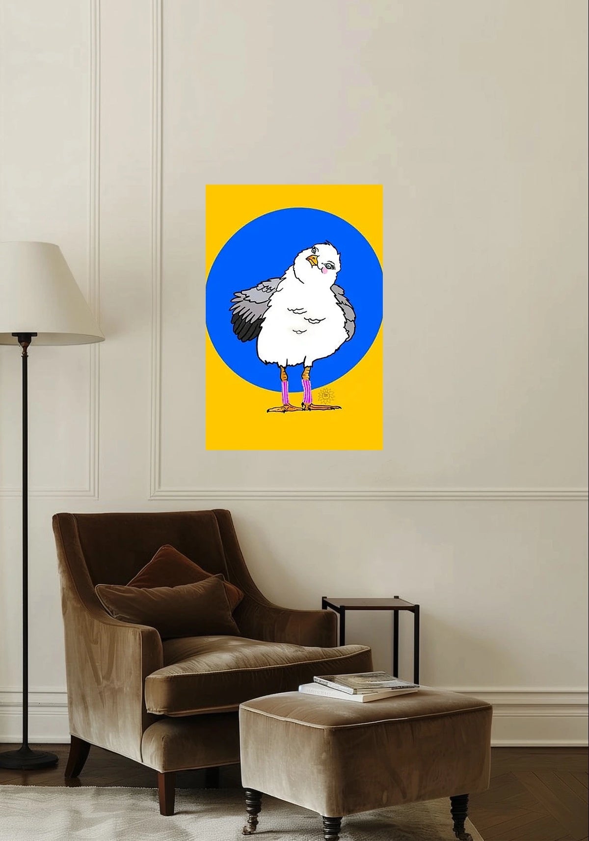 Scarlet Seagull Watercolor Paper Art Prints