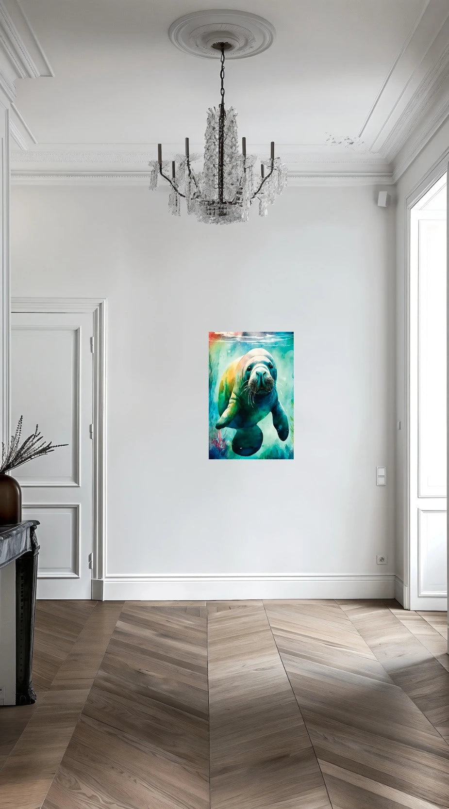 Seaweed the Manatee Watercolor Paper Art Prints