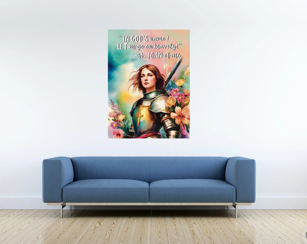 Saint Joan of Arc - extra large 36 x 48 unframed art print shown hanging on a wall