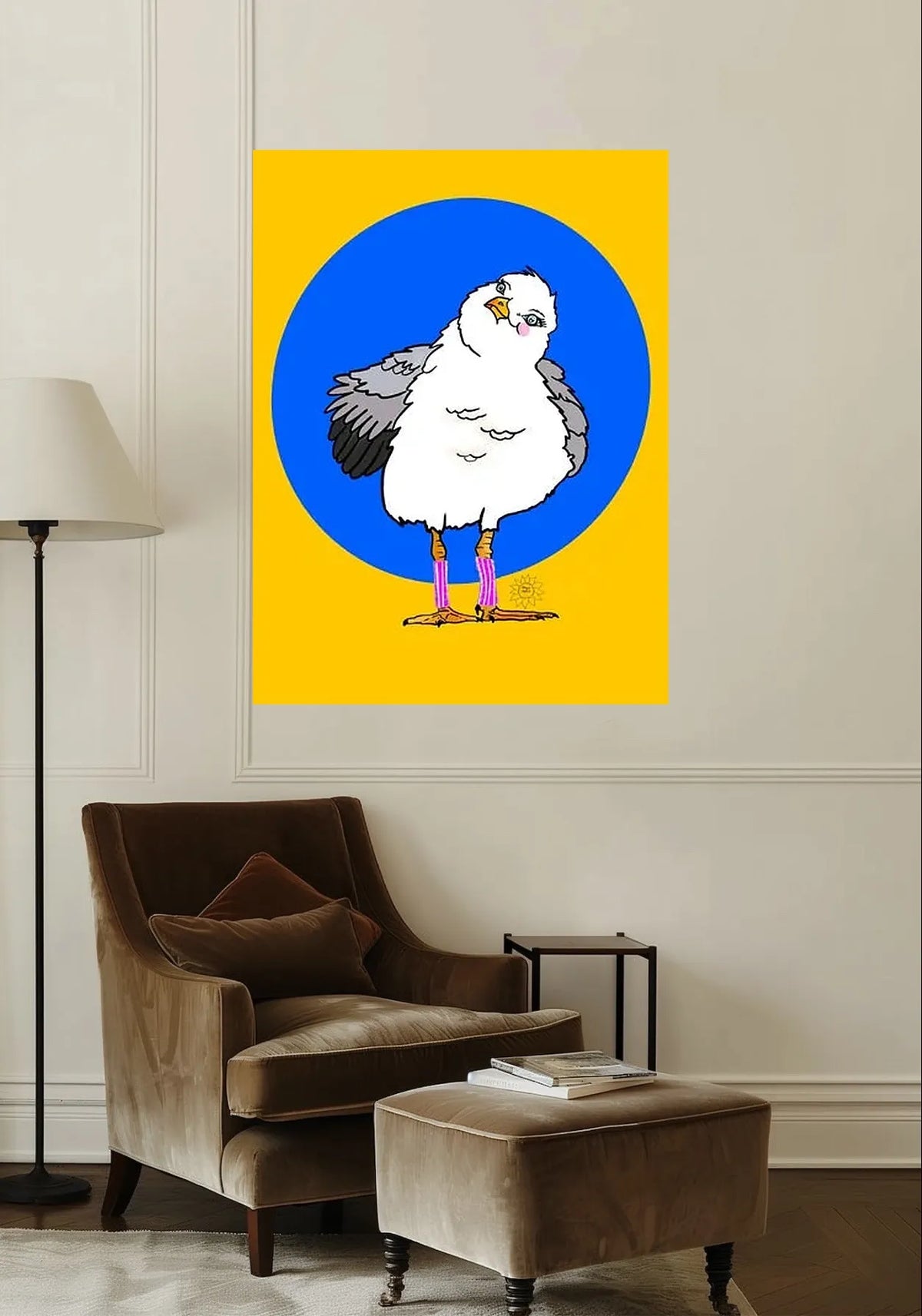 Scarlet Seagull Watercolor Paper Art Prints