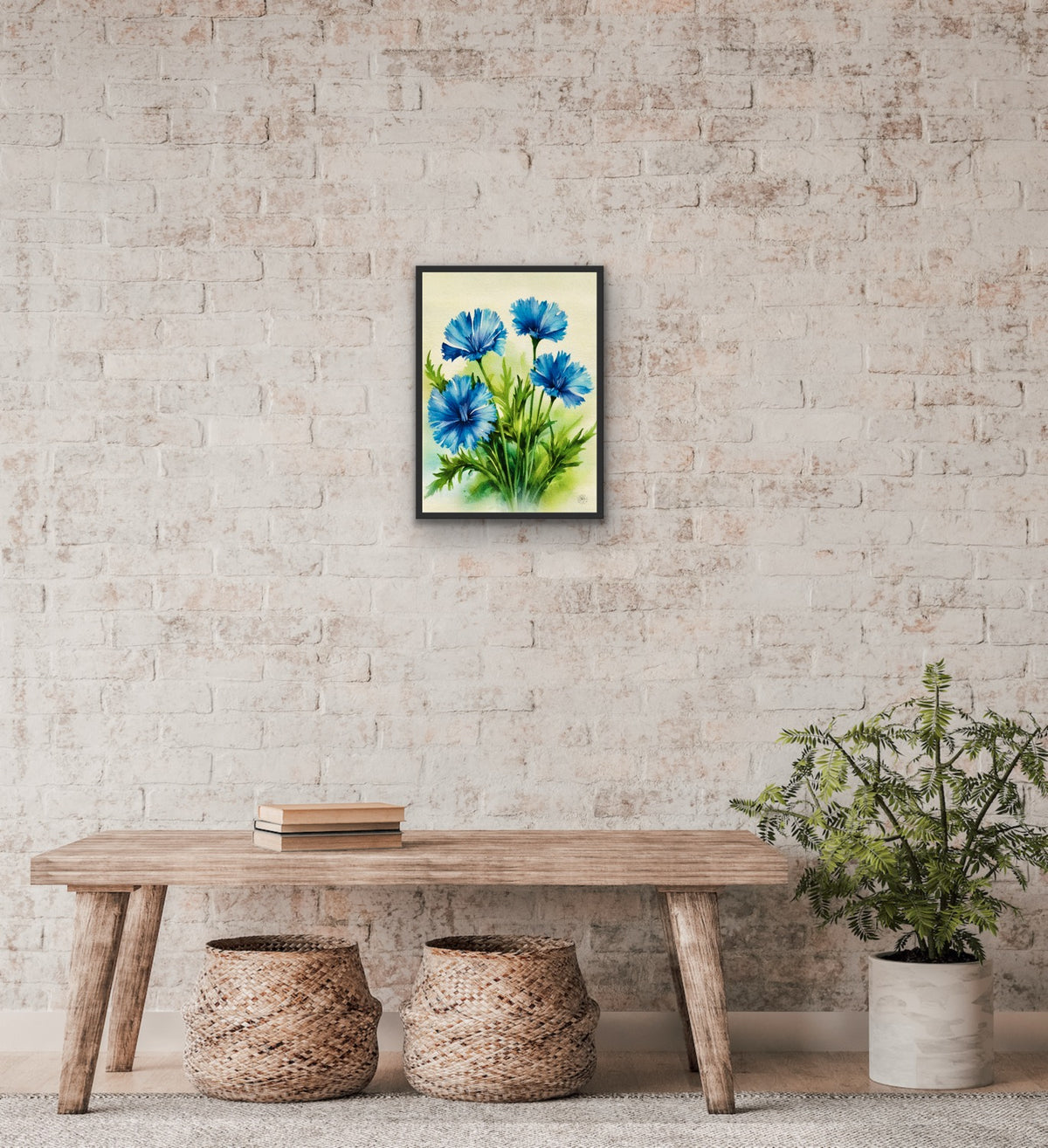 Chicory – Medium 12 x 16  framed in a black floating frame. Canvas Art Print.