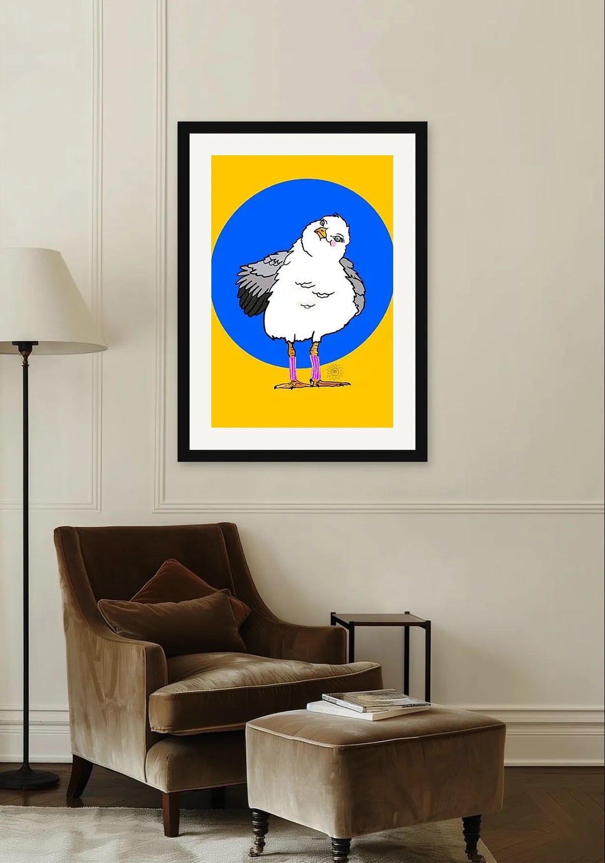 Scarlet Seagull Watercolor Paper Art Prints