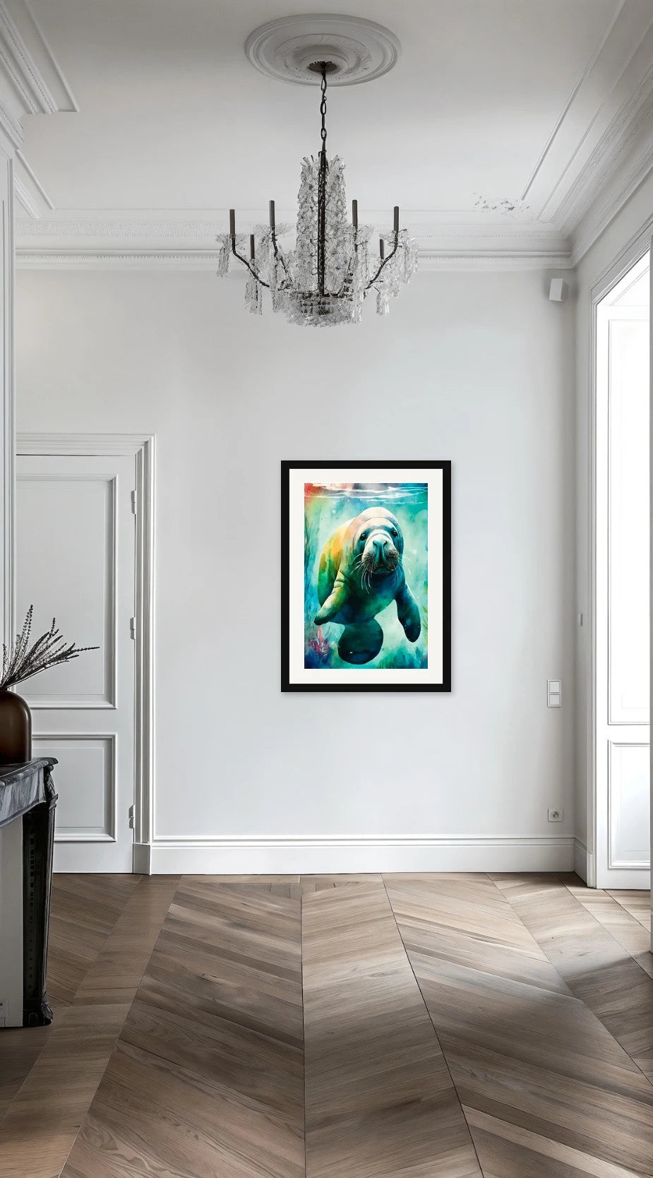 Seaweed the Manatee Watercolor Paper Art Prints