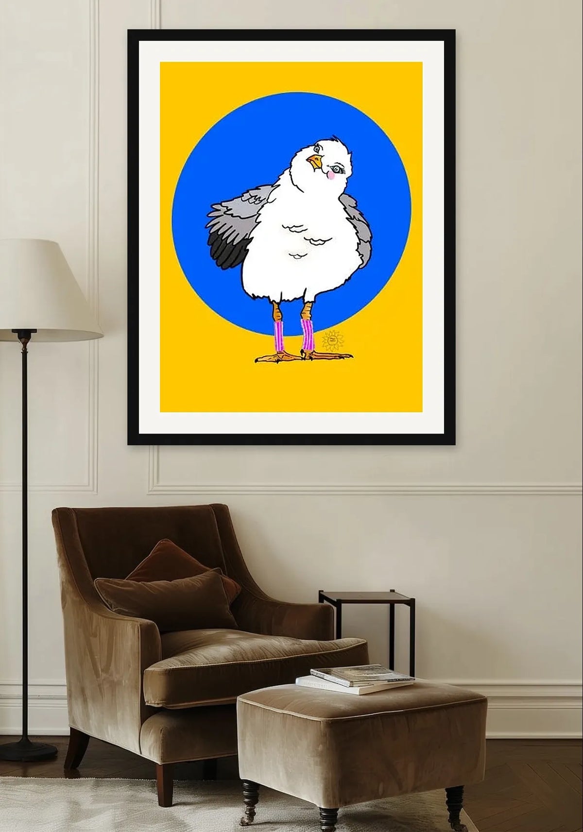 Scarlet Seagull Watercolor Paper Art Prints