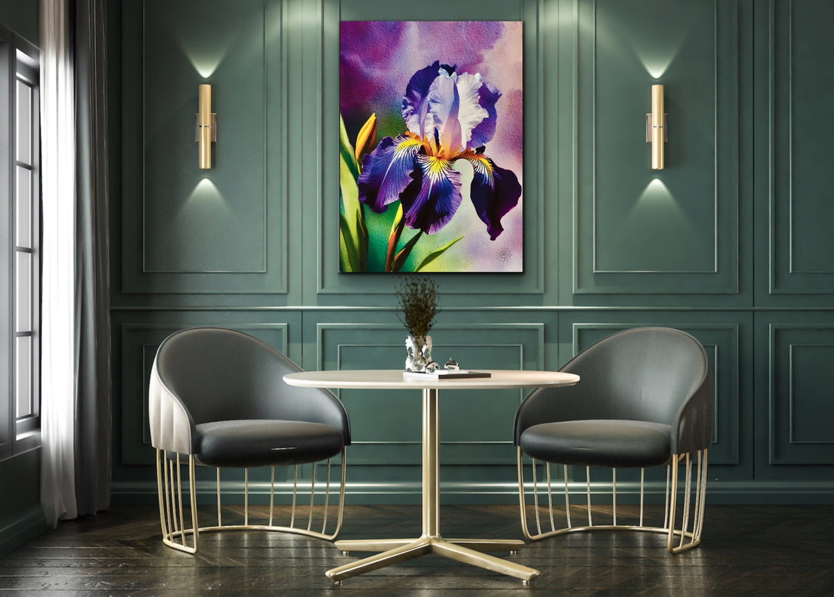 Purple Iris – Canvas Art Print. Large 24 x 36  unframed print.