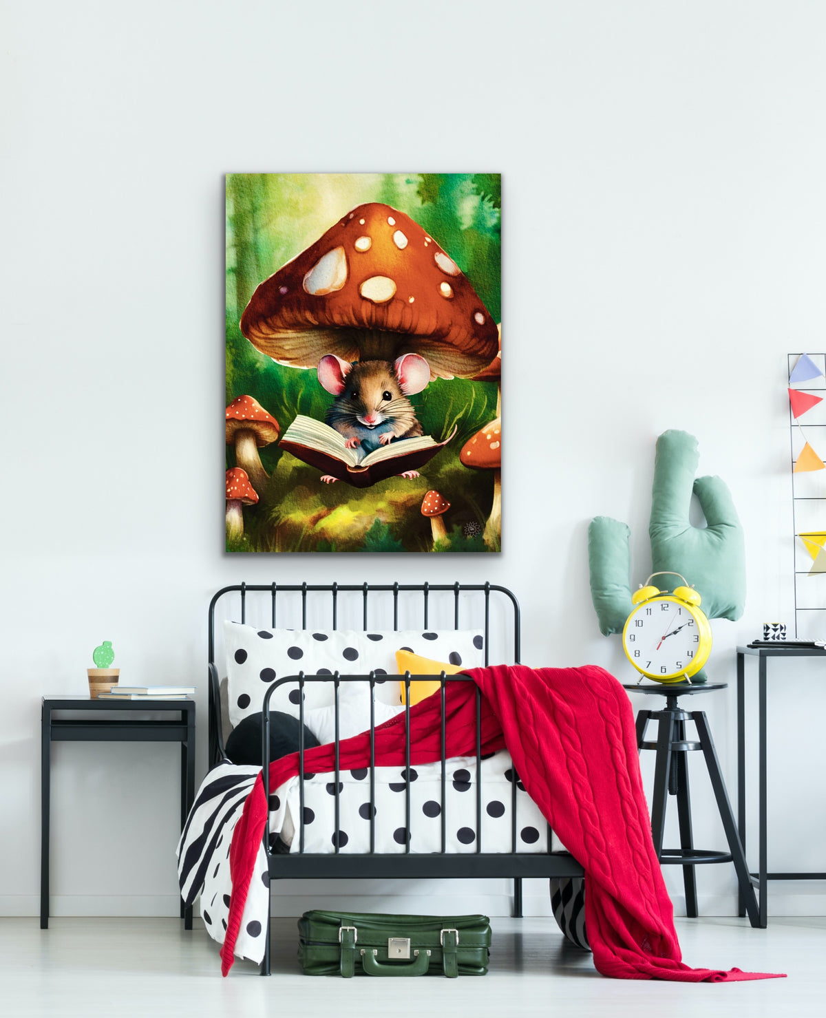 Morgan the Book Mouse – Extra large 36 x 48 Canvas Art Print.
