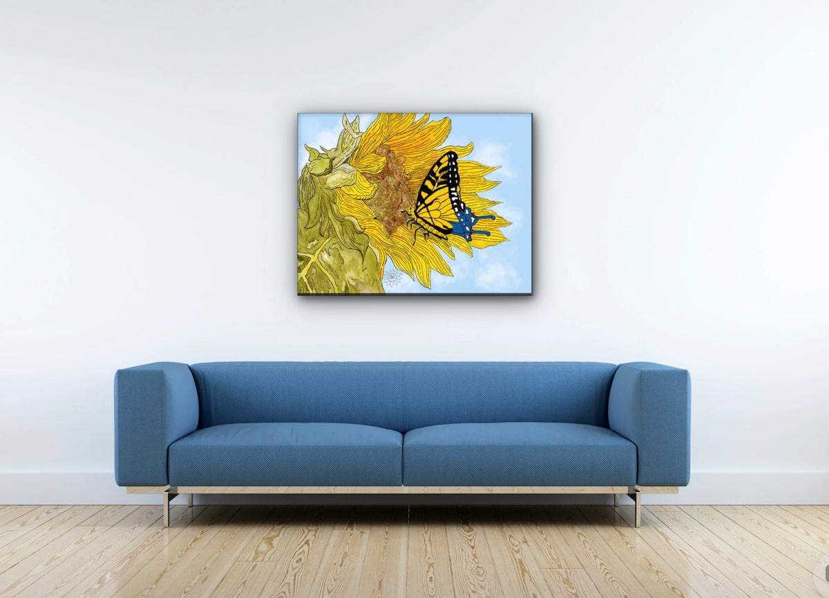 Adel the Butterfly - large 24 x 36 unframed art print shown hanging on a wall