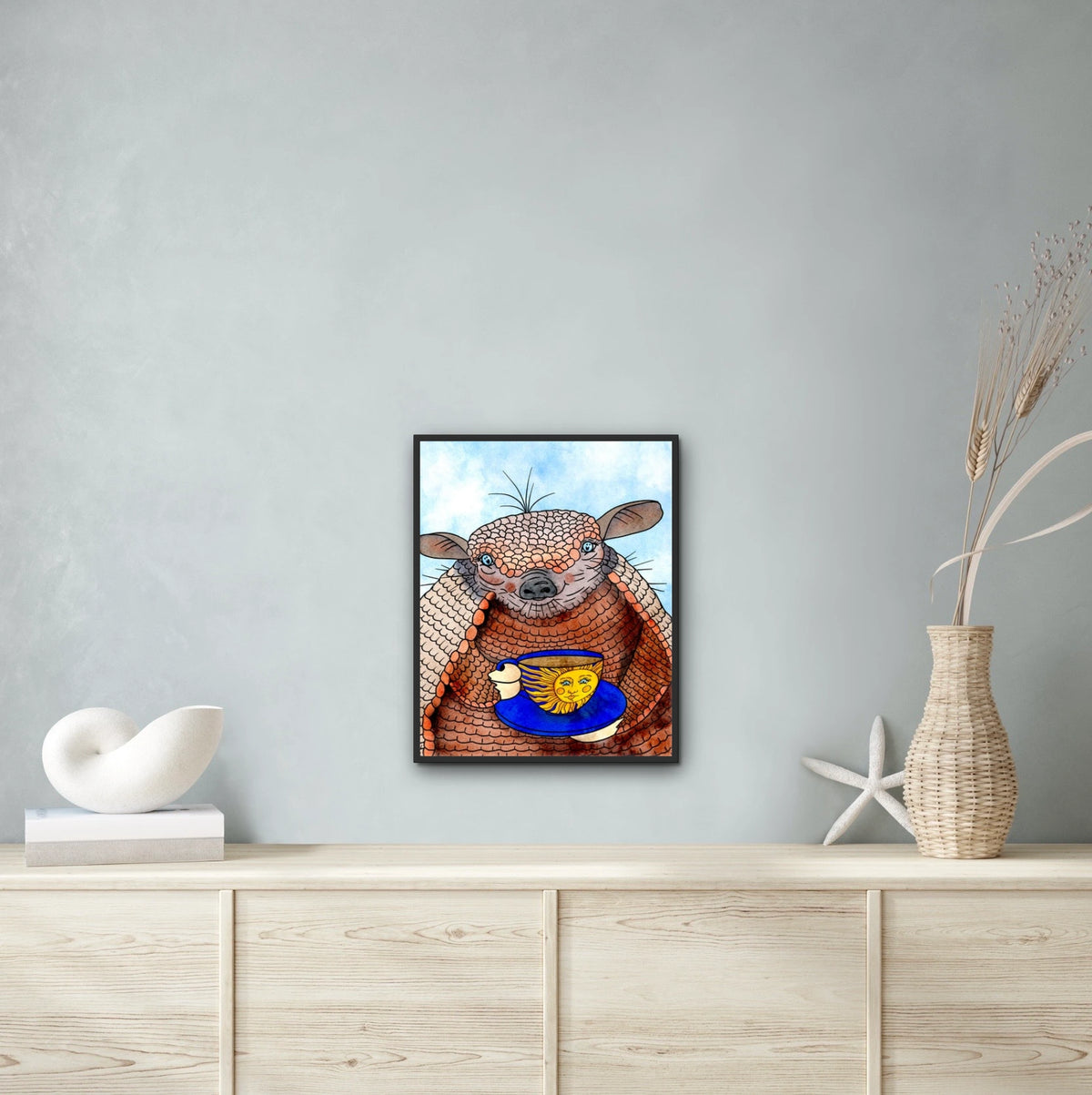 Afternoon Tea - large 24 x 36 framed art print shown hanging on a wall