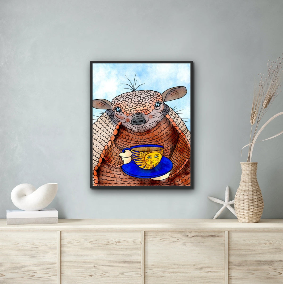 Afternoon Tea - extra large 36 x 48 framed art print shown hanging on a wall