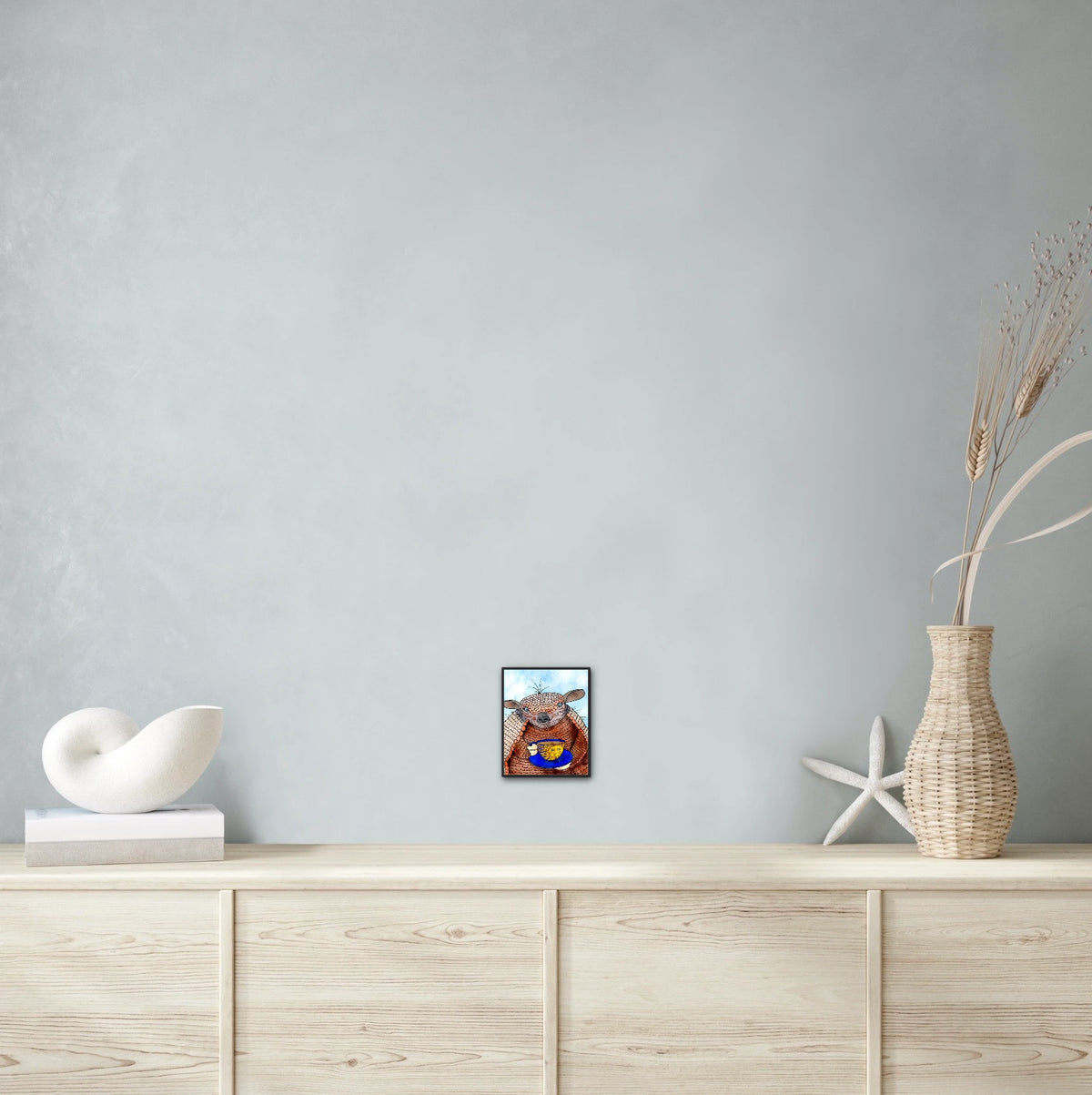 Afternoon Tea - small 8 x 10 framed art print shown hanging on a wall