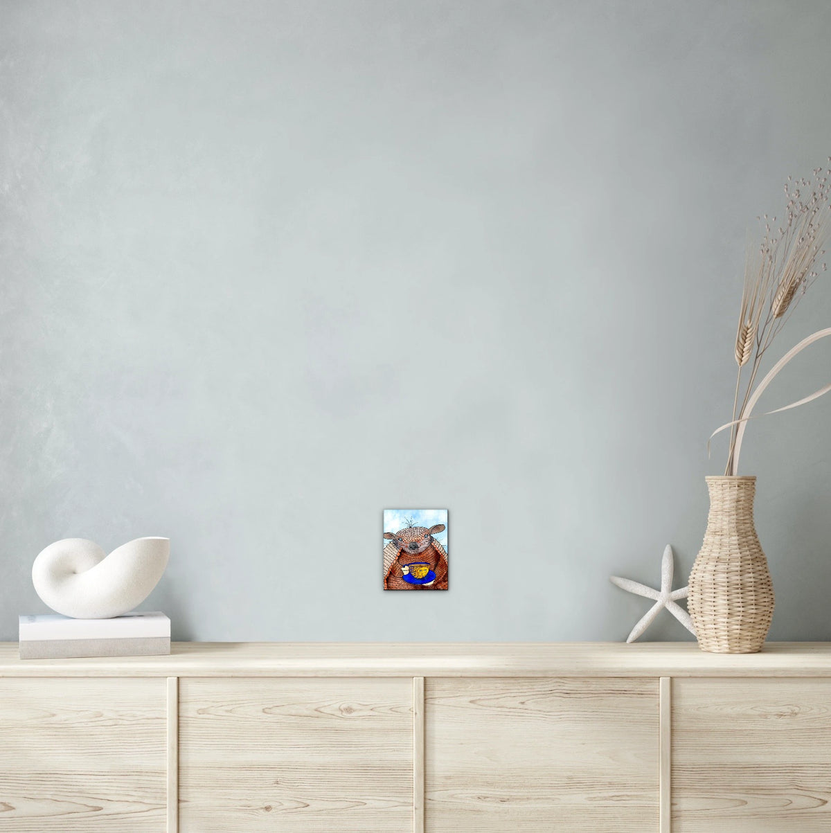 Afternoon Tea - small 8 x 10 unframed art print shown hanging on a wall