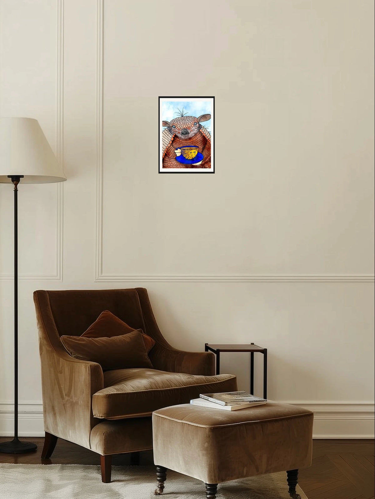 Afternoon Tea - medium 12 x 16 matted and framed art print shown hanging on a wall