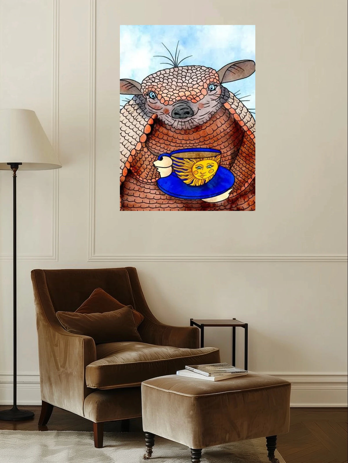 Afternoon Tea - extra large 36 x 48 unframed art print shown hanging on a wall