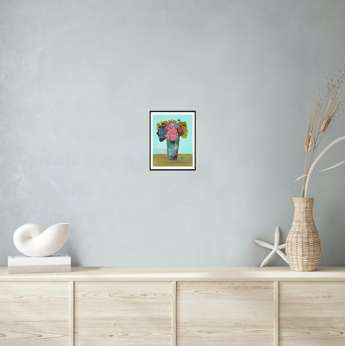 Be Filled with Joy - medium 12 x 16 matted and framed art print shown hanging on a wall
