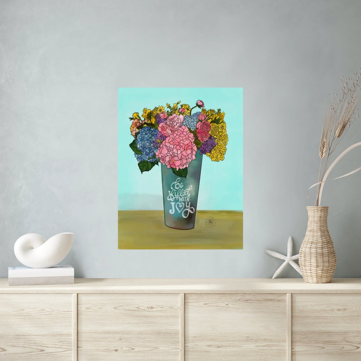 Be Filled with Joy - extra large 36 x 48 unframed art print shown hanging on a wall