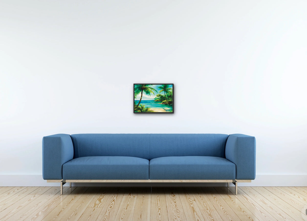 Beach Opening - medium 12 x 16 framed art print shown hanging on a wall