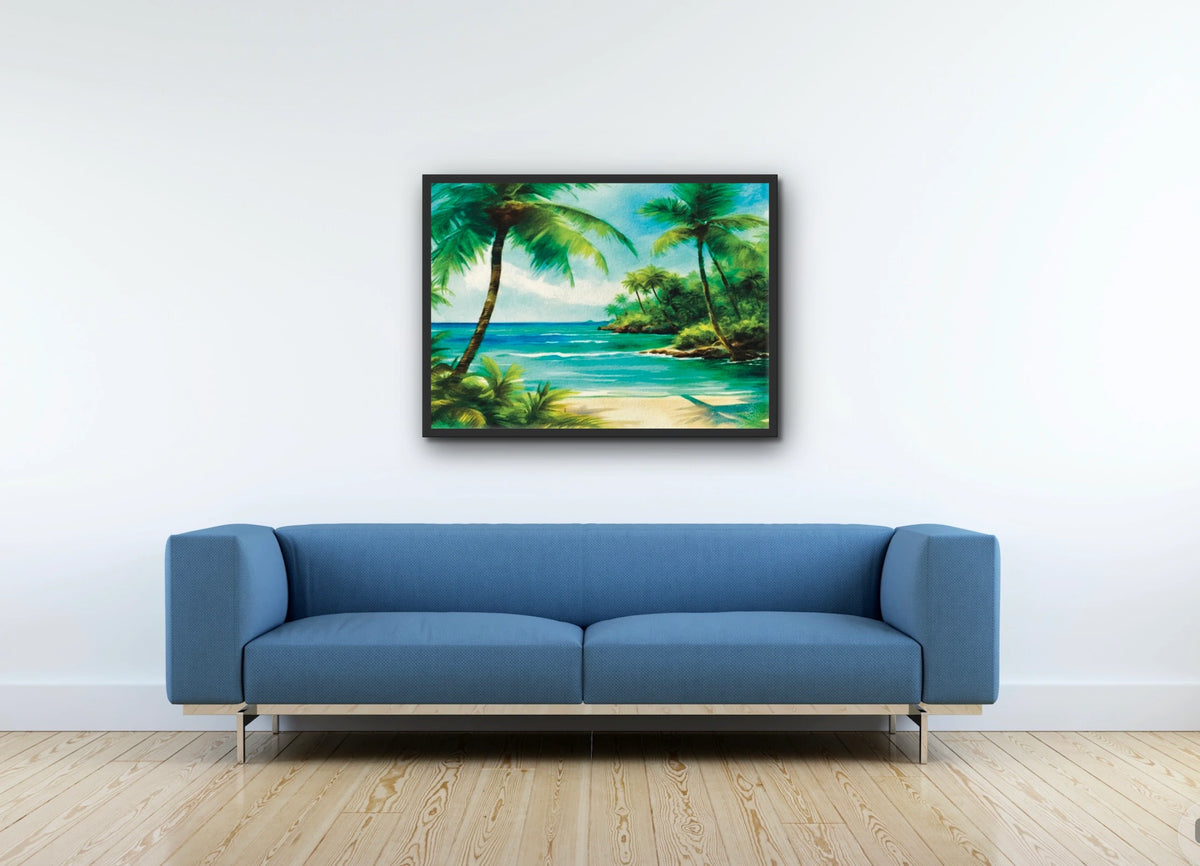 Beach Opening - large 24 x 36 framed art print shown hanging on a wall