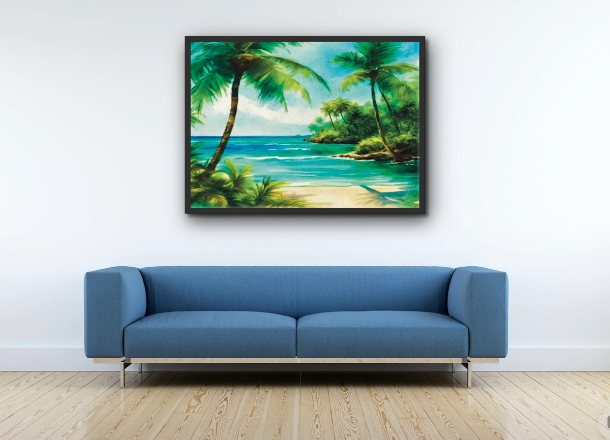 Beach Opening - extra large 36 x 48 framed art print shown hanging on a wall