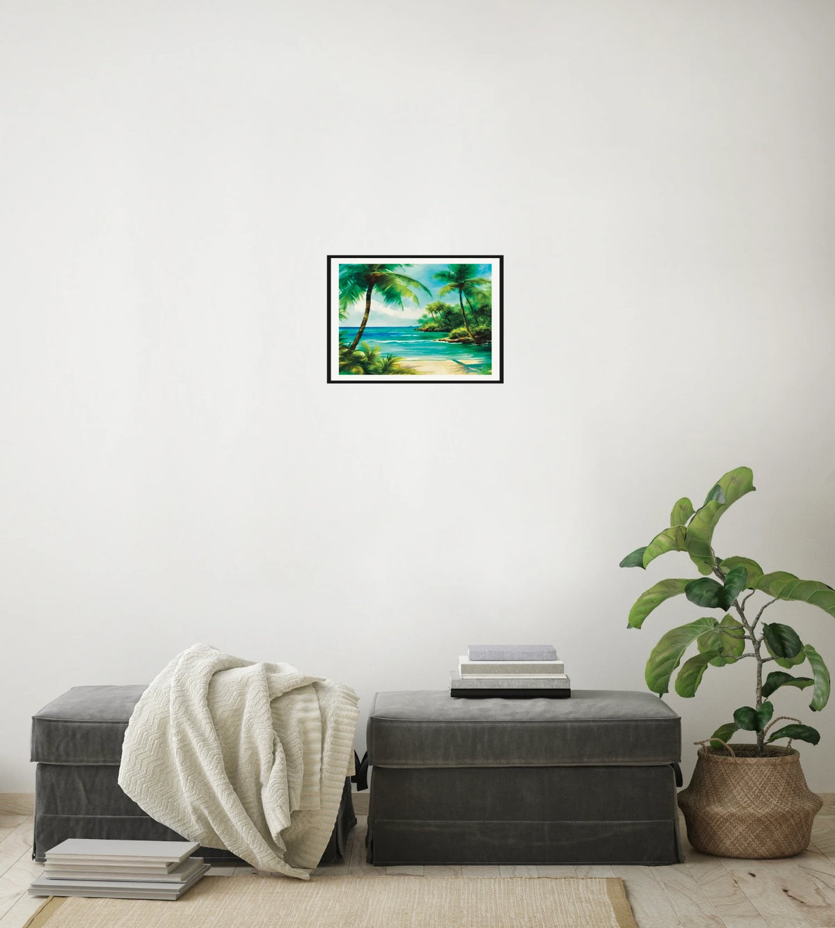 Beach Opening - medium 12 x 16 matted and framed art print shown hanging on a wall