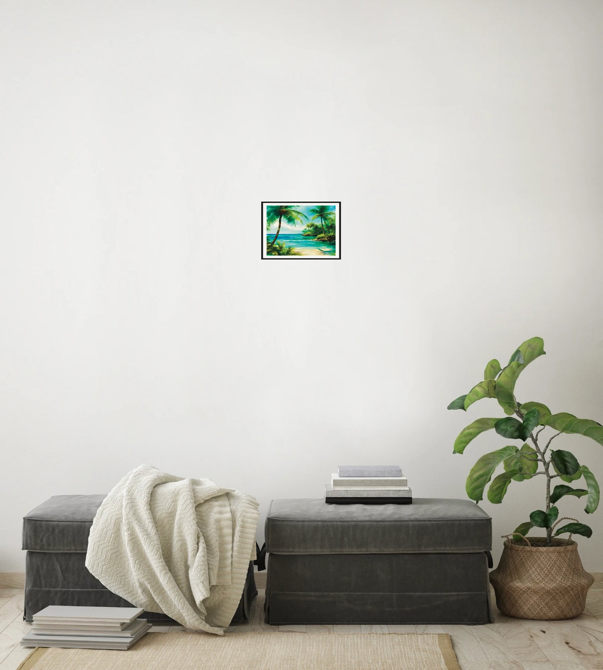Beach Opening - small 8 x 10 matted and framed art print shown hanging on a wall