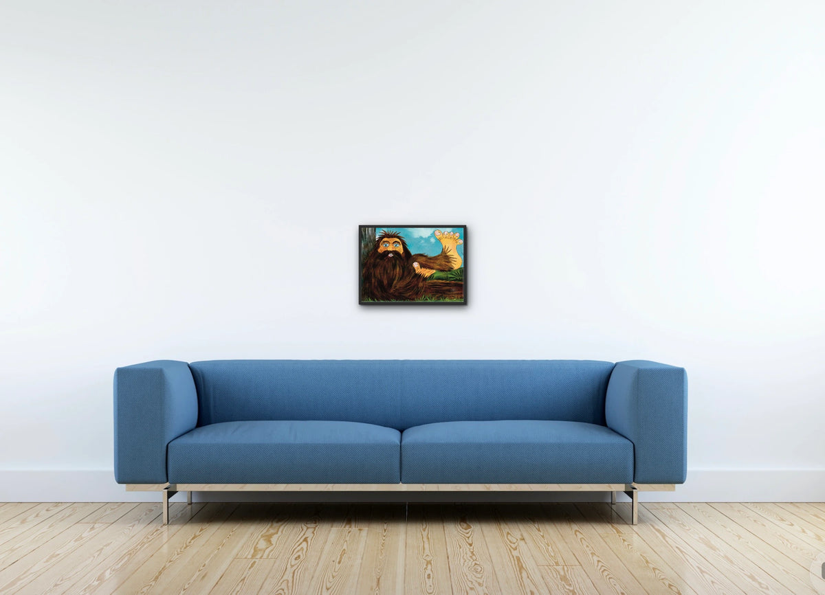 Benjamin Bigfoot - medium 12 x 16 framed art print shown hanging on a wall