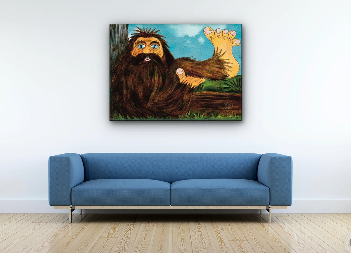 Benjamin Bigfoot - extra large 36 x 48 unframed art print shown hanging on a wall