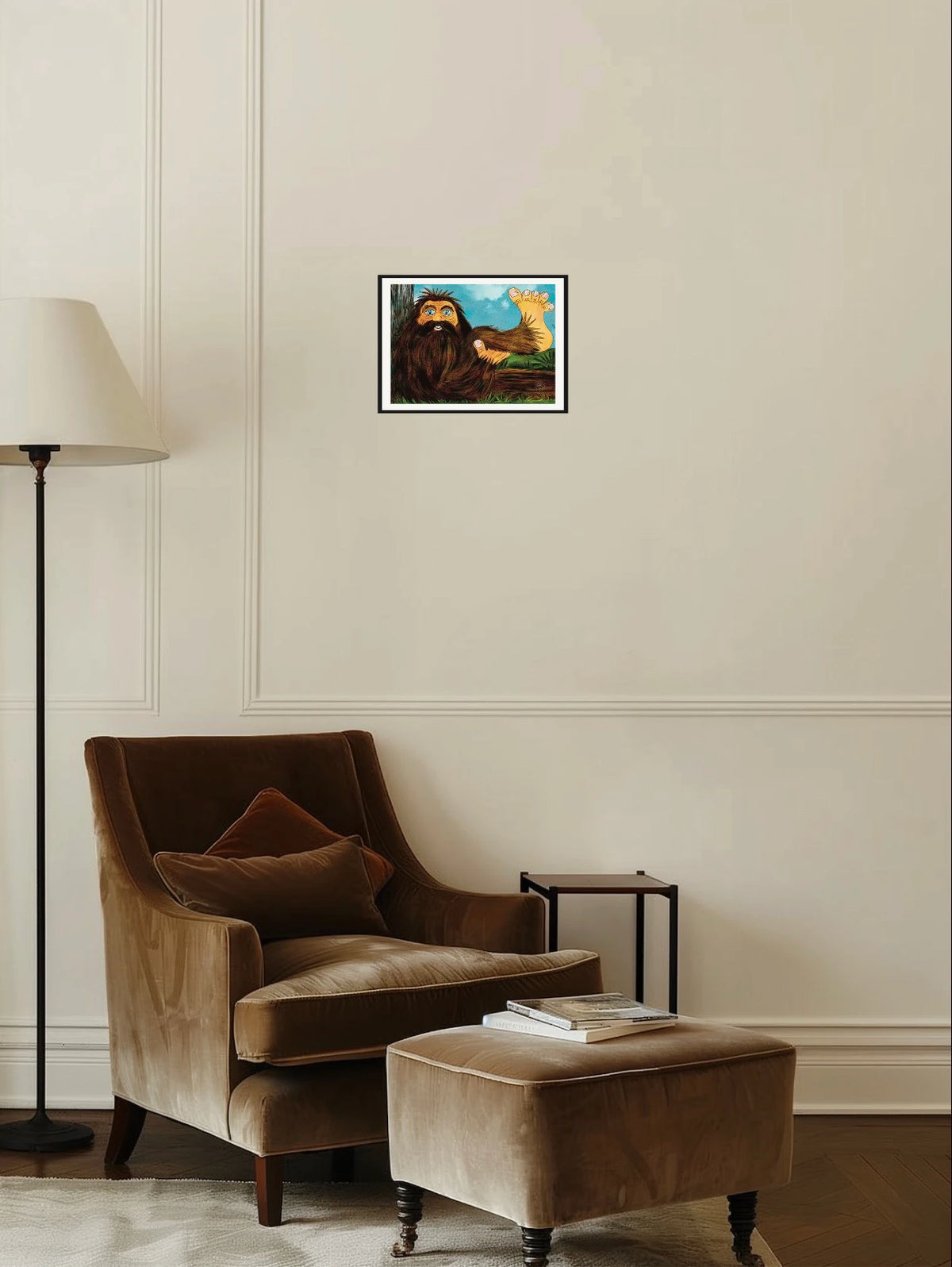 Benjamin Bigfoot - medium 12 x 16 matted and framed art print shown hanging on a wall