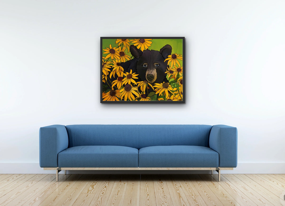 Blackberry Jean - large 24 x 36 framed art print shown hanging on a wall