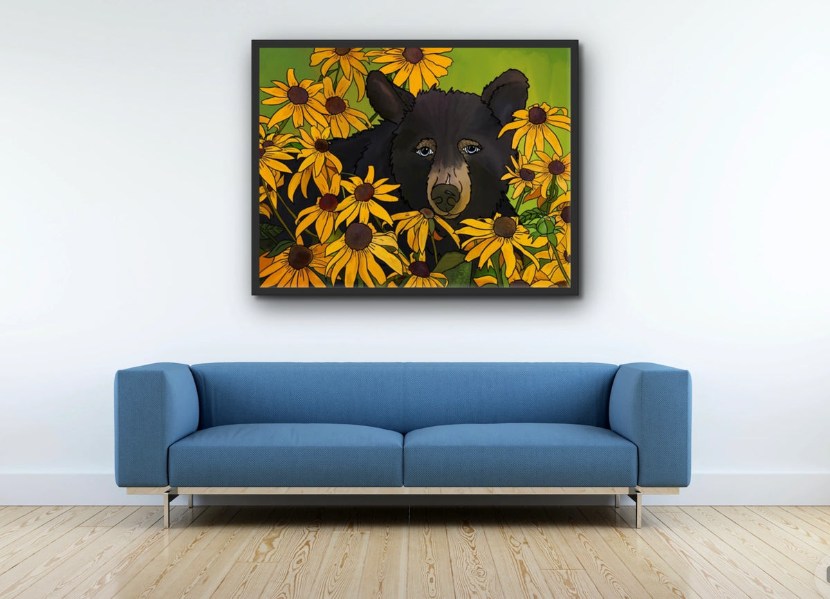 Blackberry Jean - extra large 36 x 48 framed art print shown hanging on a wall
