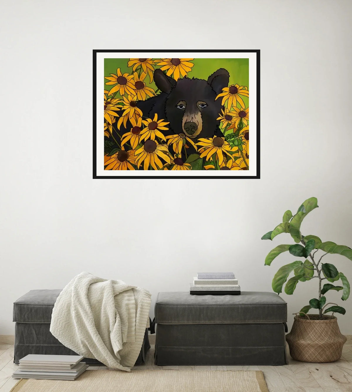 Blackberry Jean - large 24 x 36 matted and framed art print shown hanging on a wall