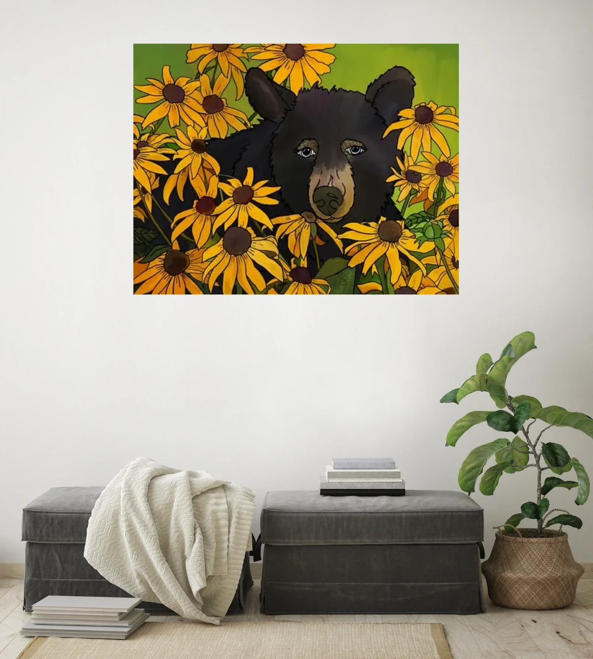 Blackberry Jean - extra large 36 x 48 unframed art print shown hanging on a wall