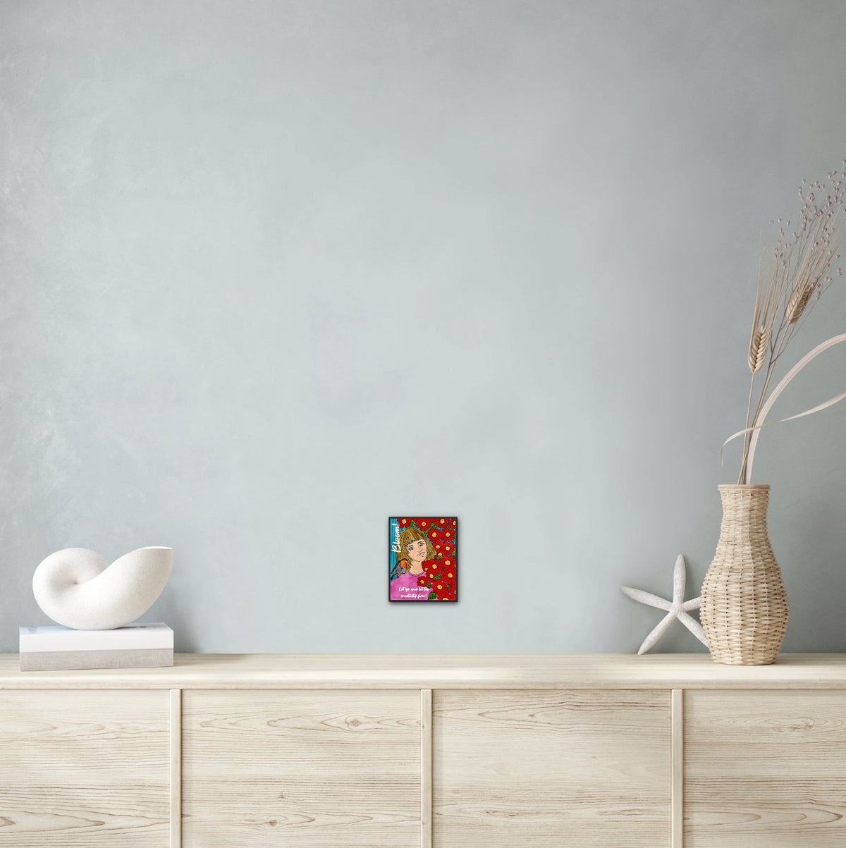 Bloom - small 8 x 10 framed art print shown hanging on a wall