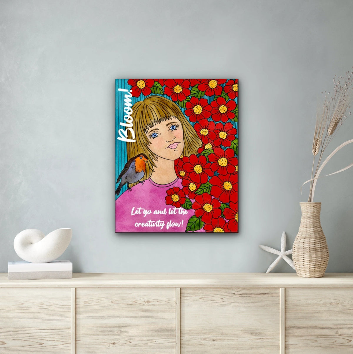 Bloom - extra large 36 x 48 unframed art print shown hanging on a wall
