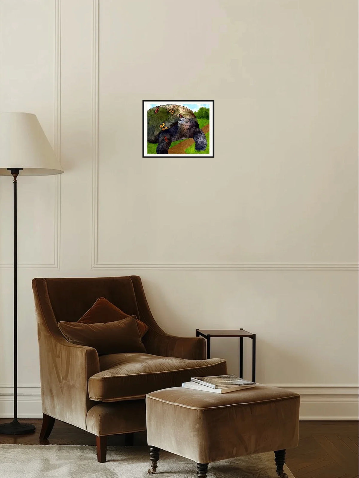 Boxie and Friends - medium 12 x 16 matted and framed art print shown hanging on a wall