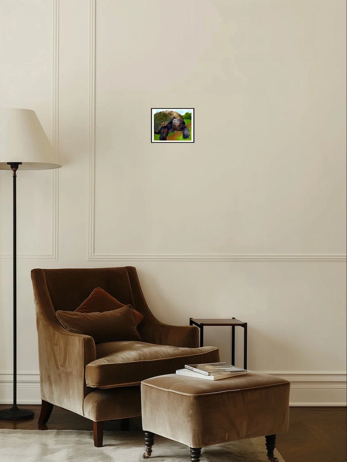 Boxie and Friends - small 8 x 10 matted and framed art print shown hanging on a wall