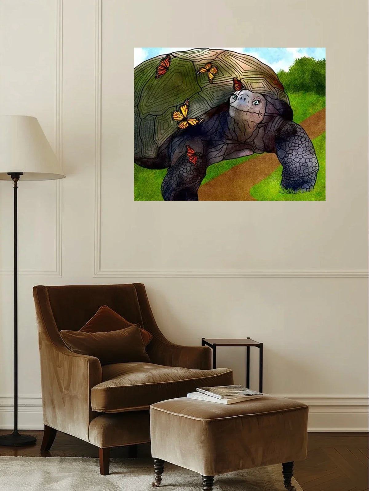 Boxie and Friends - extra large 36 x 48 unframed art print shown hanging on a wall