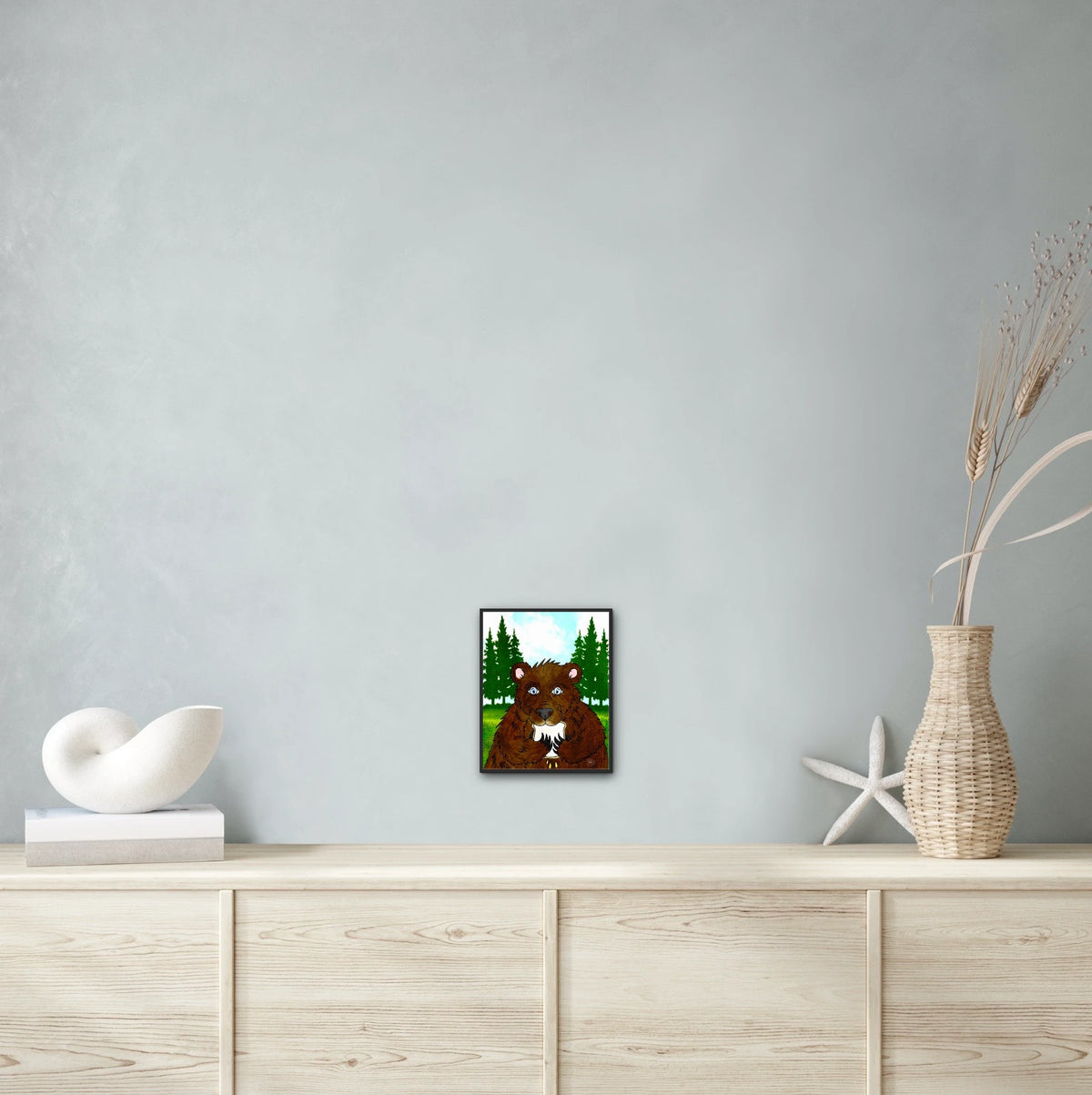 Bryan Bear - medium 12 x 16 framed art print shown hanging on a wall