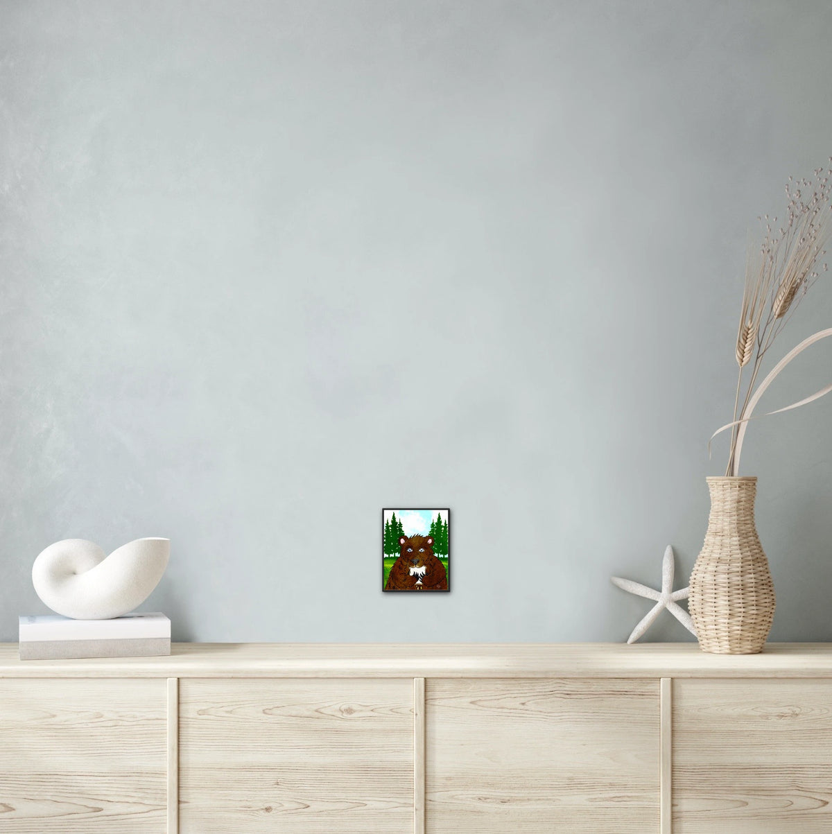 Bryan Bear - small 8 x 10 framed art print shown hanging on a wall