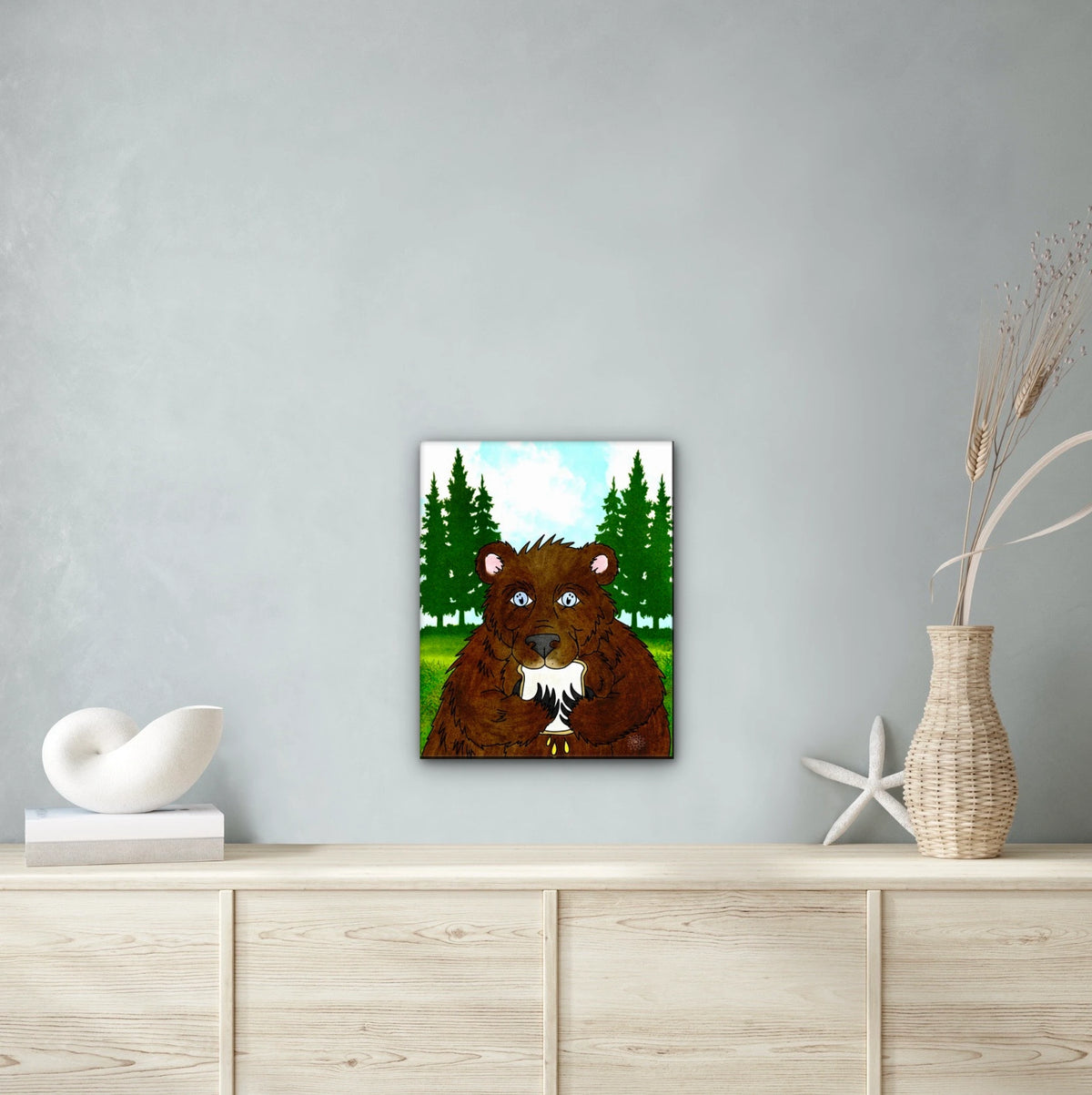 Bryan Bear - large 24 x 36 unframed art print shown hanging on a wall