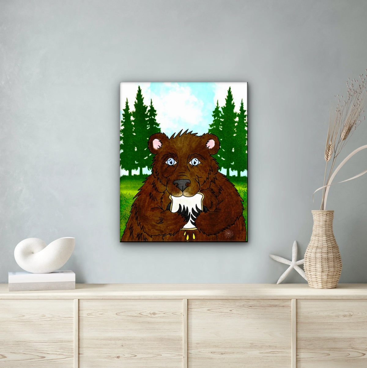 Bryan Bear - extra large 36 x 48 unframed art print shown hanging on a wall
