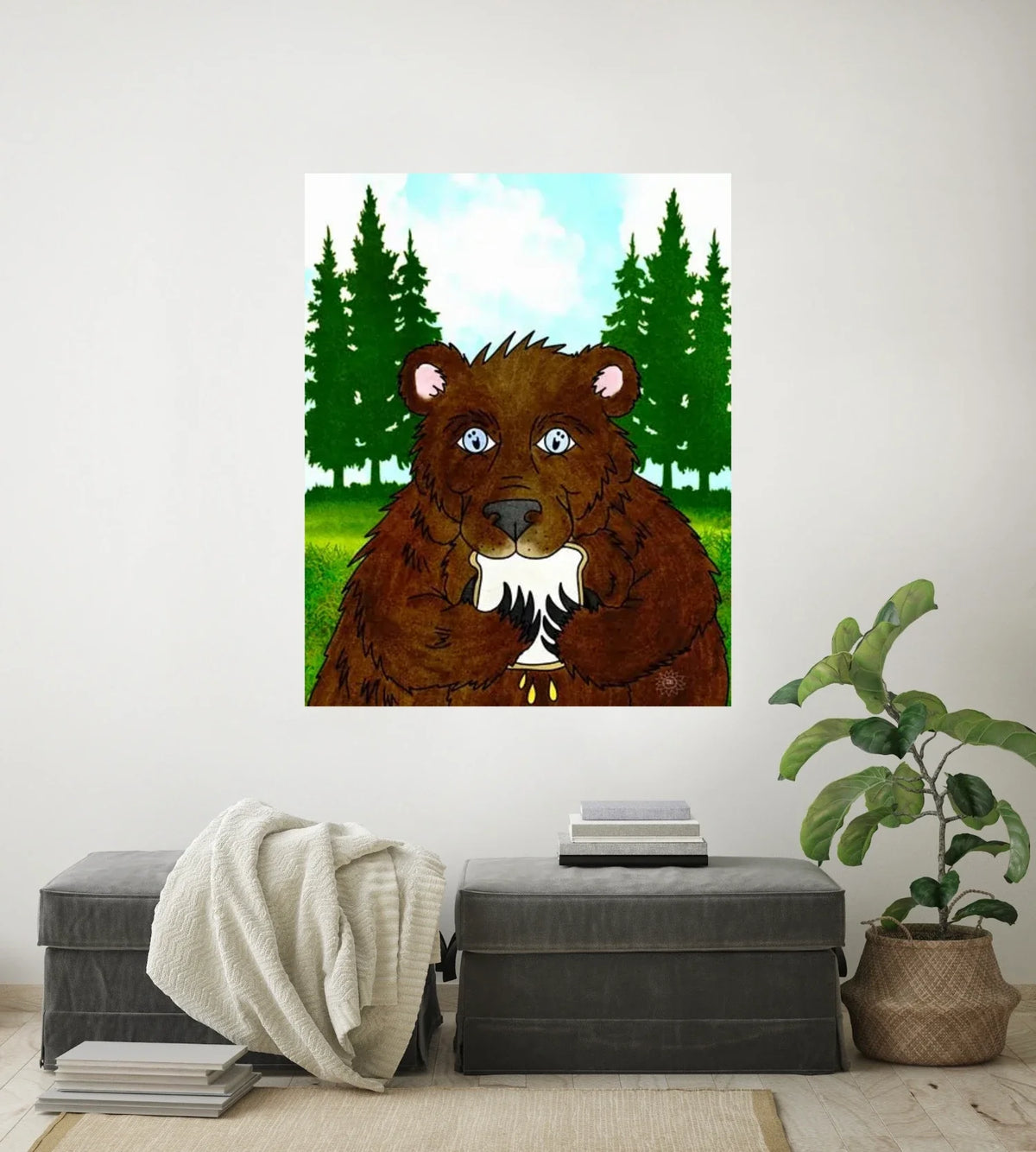 Bryan Bear - extra large 36 x 48 unframed art print shown hanging on a wall