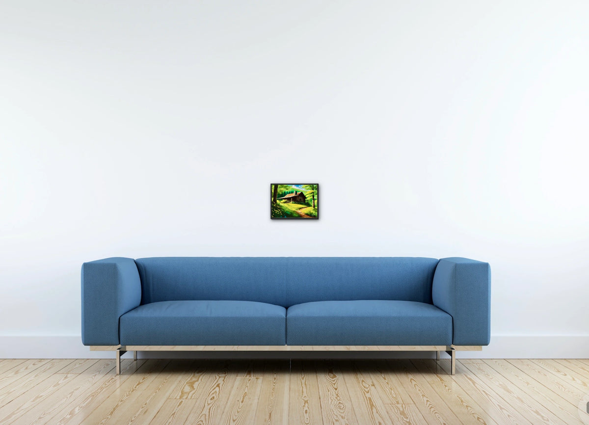 Cabin Summer - small 8 x 10 framed art print shown hanging on a wall