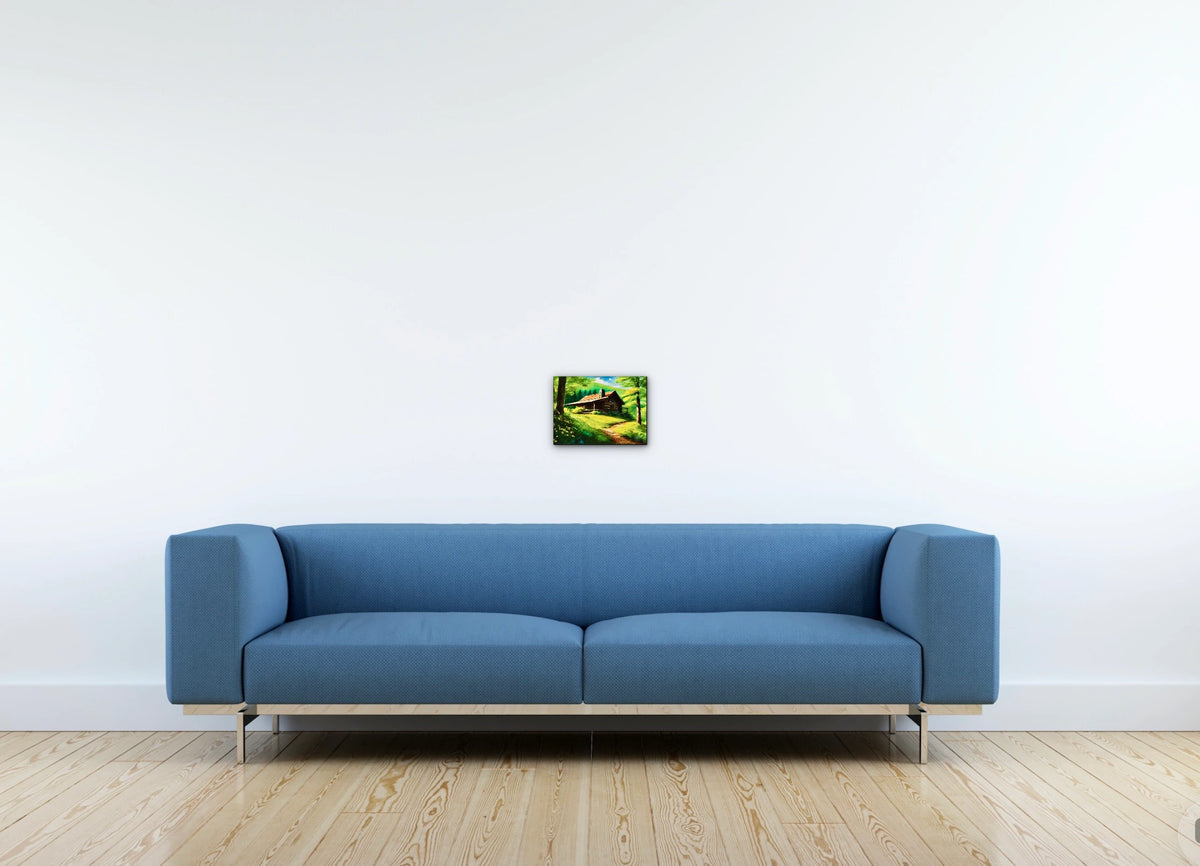 Cabin Summer - small 8 x 10 unframed art print shown hanging on a wall