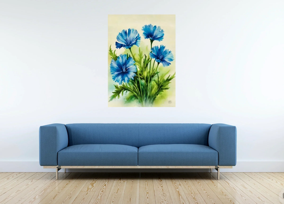 Chicory - extra large 36 x 48 unframed art print shown hanging on a wall