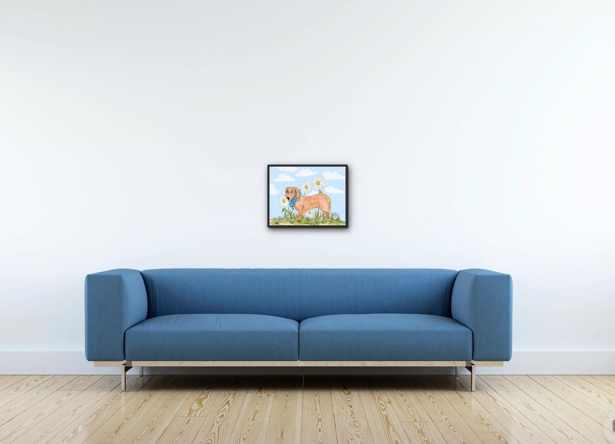 Daisy Among Daisies - medium 12 x 16 framed art print shown hanging on a wall